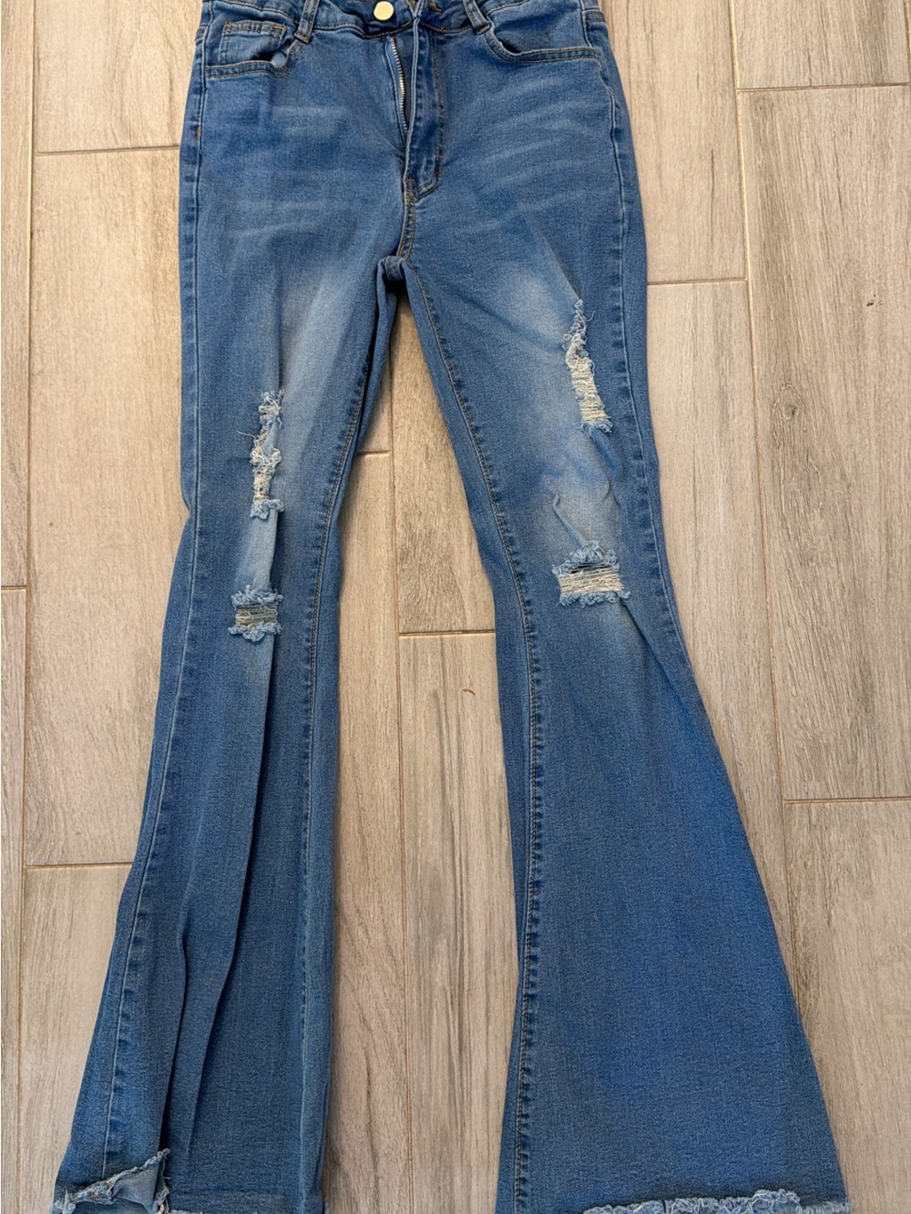 SHEIN Distressed Blue Flare Jeans